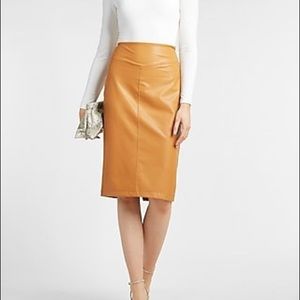 High Waisted Faux Leather Seamed Pencil